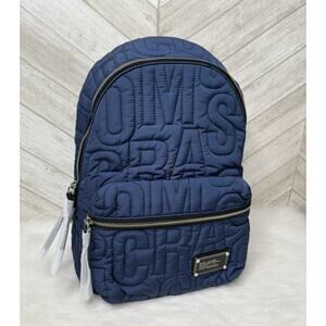 Marc Jacobs Jumbled Logo Nylon Backpack Azure Blue Quilted Zip Large NWT